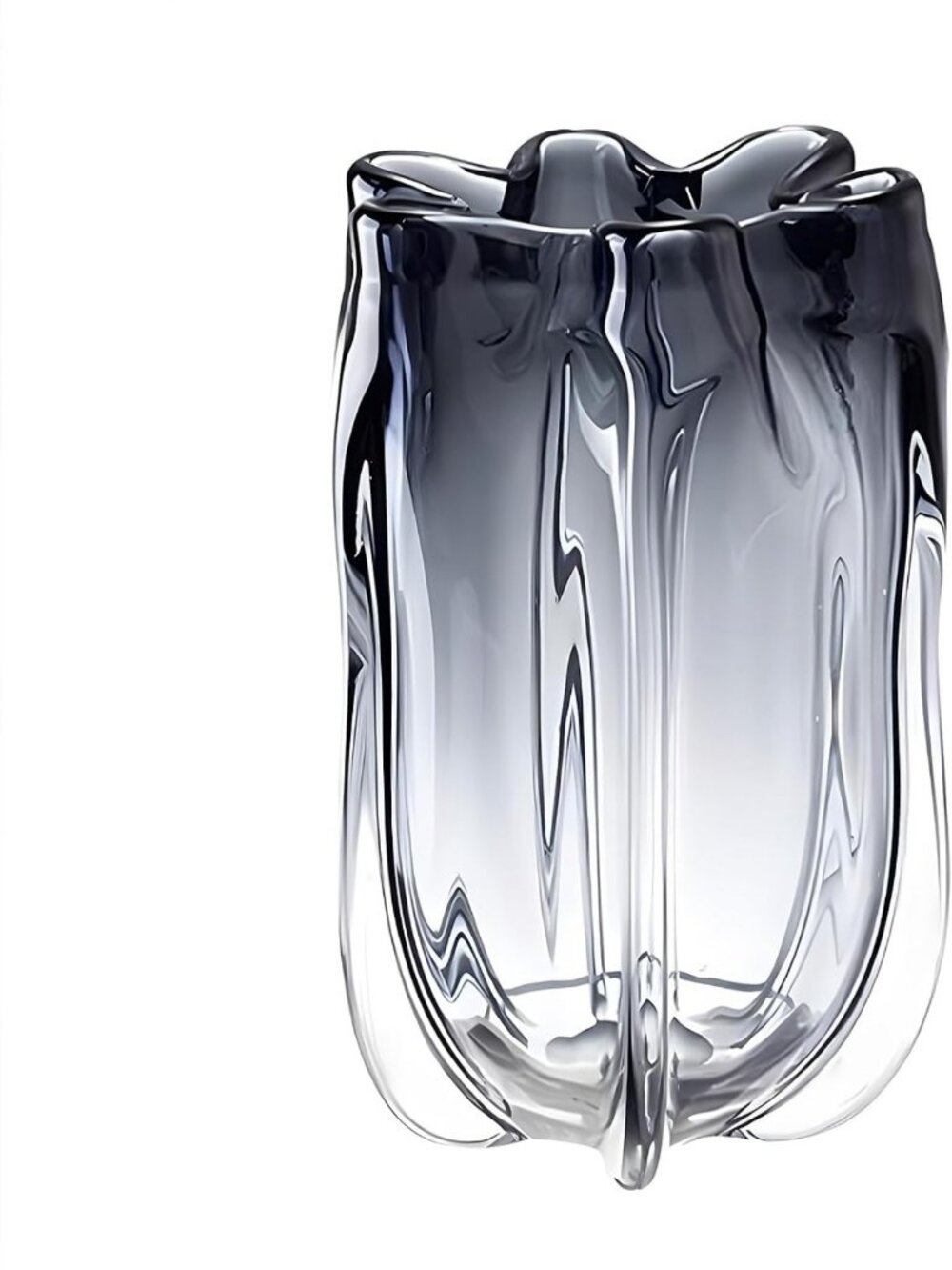 Stylish Hand Blown Grey Black Glass Vase for Flowers - Modern Home Decor